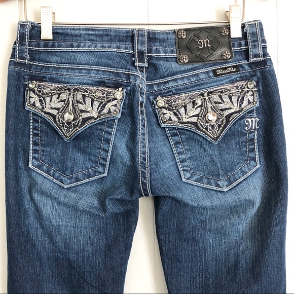 Miss Me Denim - Miss Me JP5909B2 boot cut medium wash sequin jeans